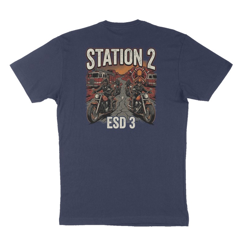 Custom t-shirt: "Station 2", Back print, navy shirt