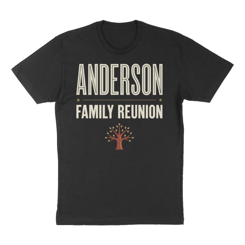 Custom t-shirt: "Anderson family reunion", Front print, black shirt