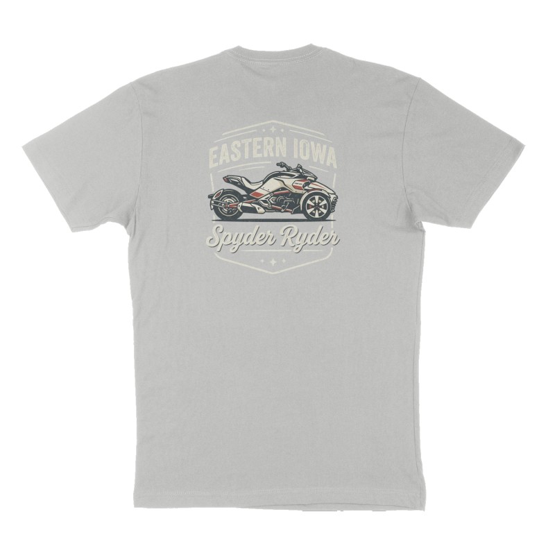 Custom t-shirt: "Eastern Iowa Spyder Ryder", Back print, heather-gray shirt