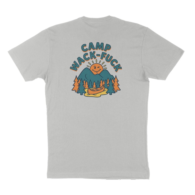 Custom t-shirt: "Camp Wack-Fuck", Back print, heather-gray shirt