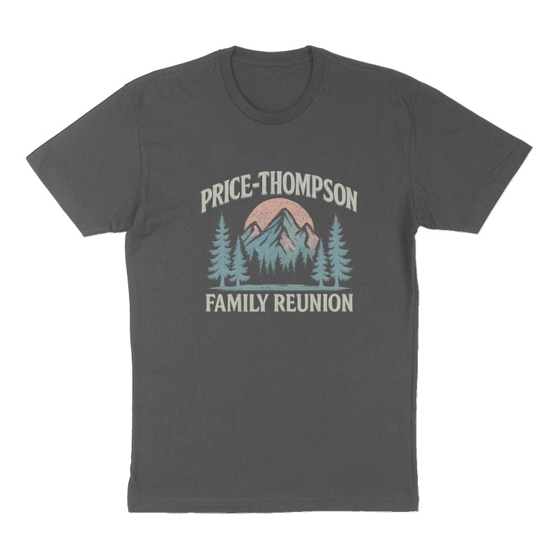 Custom t-shirt: "Price-Thompson ", Front print, charcoal shirt