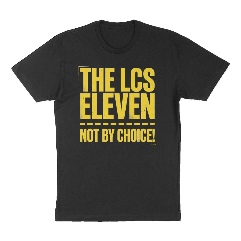 Custom t-shirt: "The LCS Eleven", Front print, black shirt