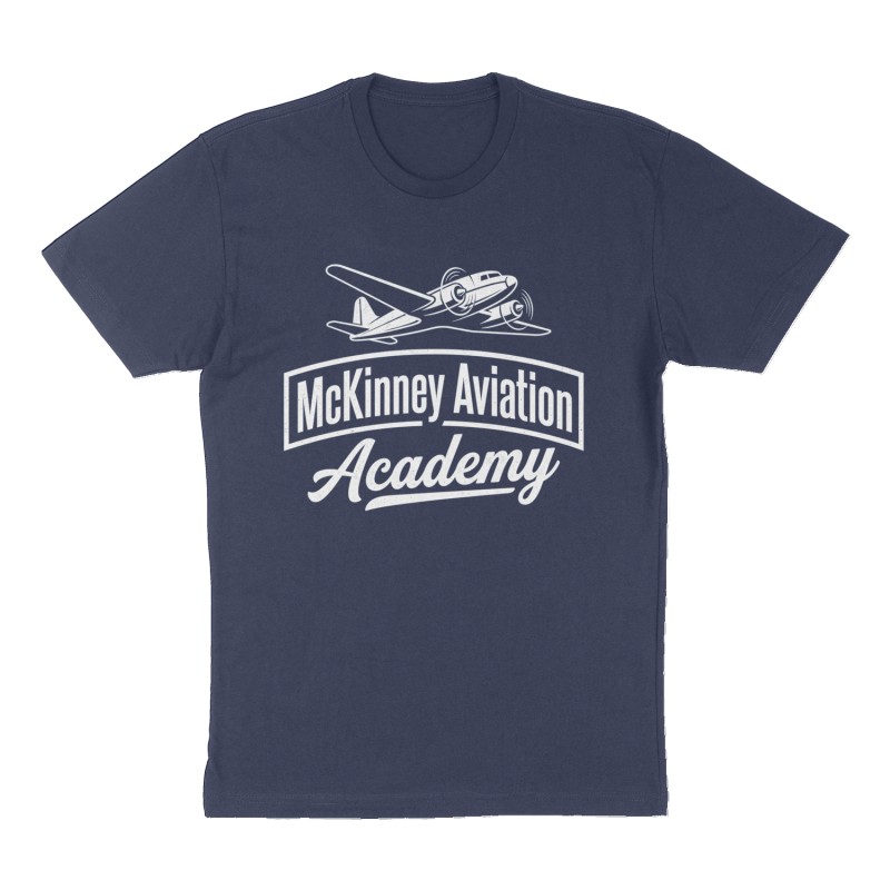 Custom t-shirt: "McKinney Aviation Academy", Front print, navy shirt