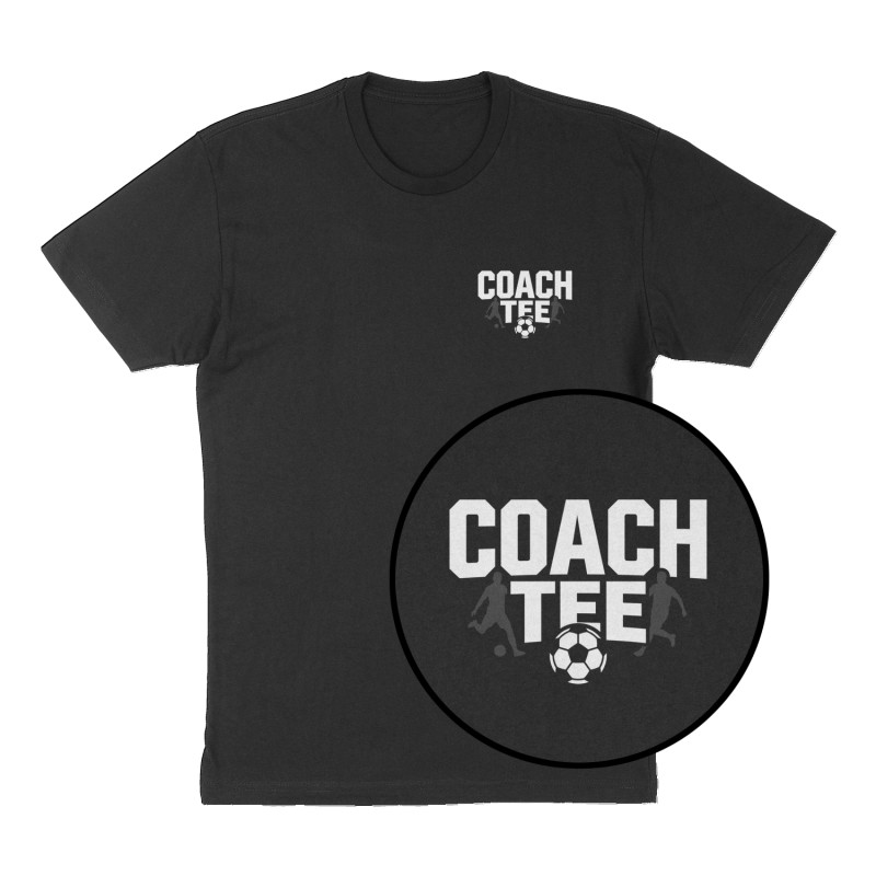 Custom t-shirt: "Coach Tee", Left Chest print, black shirt