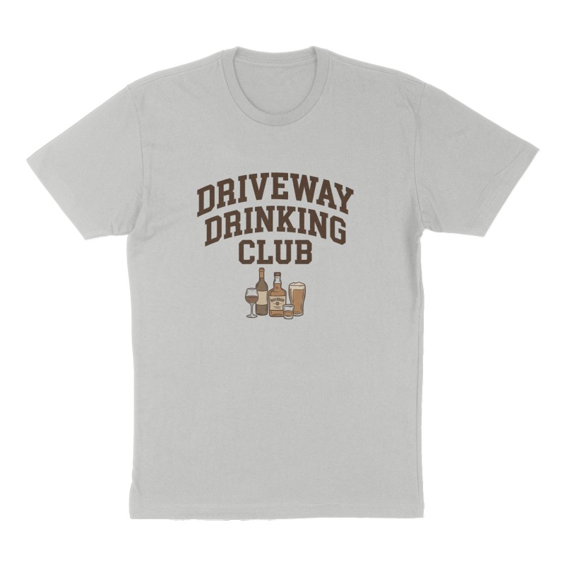 Custom t-shirt: "Driveway Drinking Club", Front print, heather-gray shirt