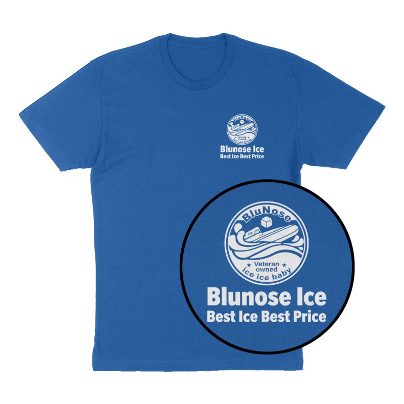 Custom t-shirt: "Blunose Ice", Left Chest print, royal-blue shirt