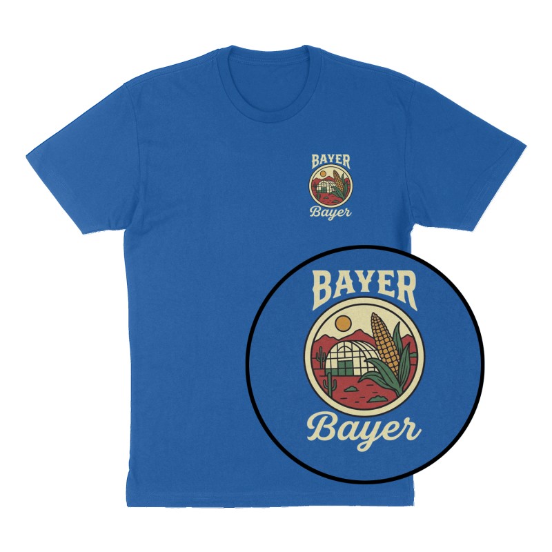 Custom t-shirt: "Bayer Bayer ", Left Chest print, royal-blue shirt