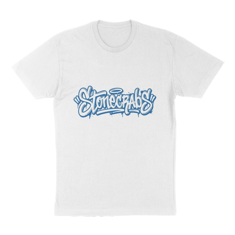 Custom t-shirt: "Stonecrabs", Front print, white shirt