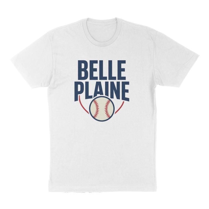 Custom t-shirt: "Belle Plaine", Front print, white shirt