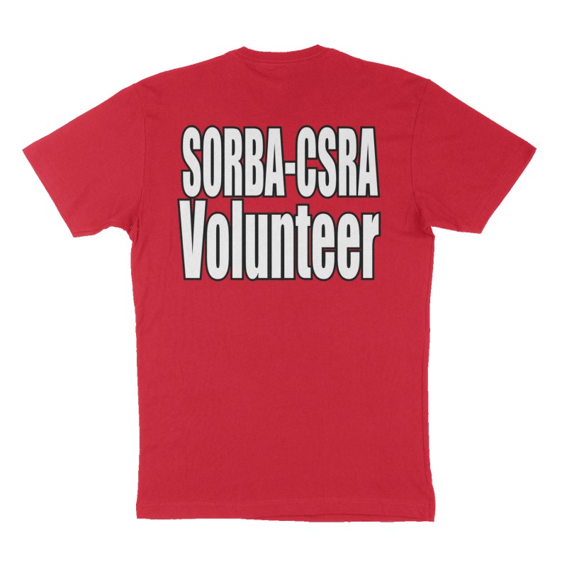 Custom t-shirt: "SORBA-CSRA Volunteer", Back print, red shirt