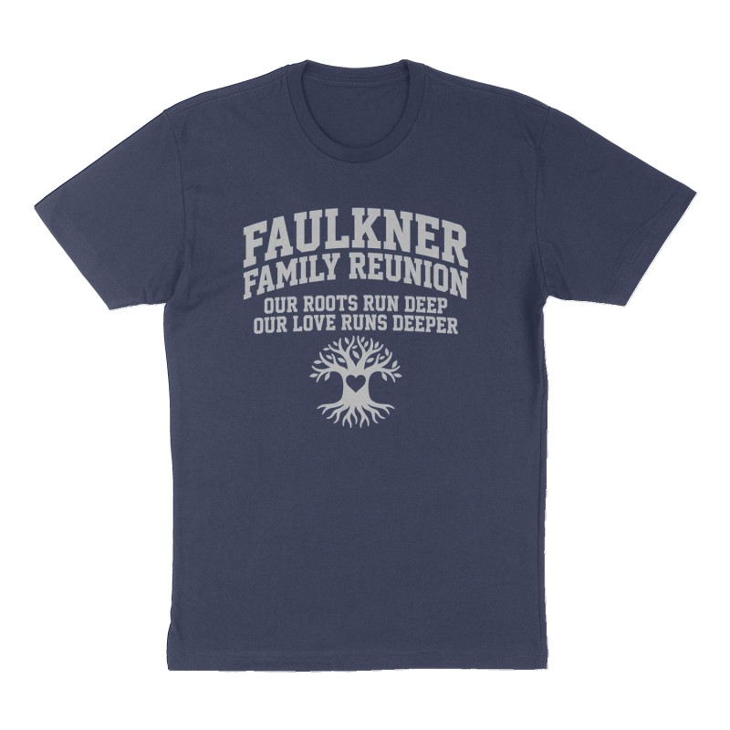 Custom t-shirt: "Faulkner Family Reunion", Front print, navy shirt