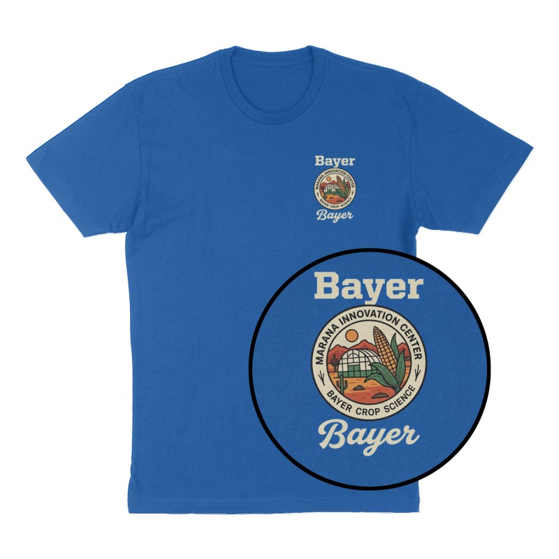 Custom t-shirt: "Bayer Bayer ", Left Chest print, royal-blue shirt