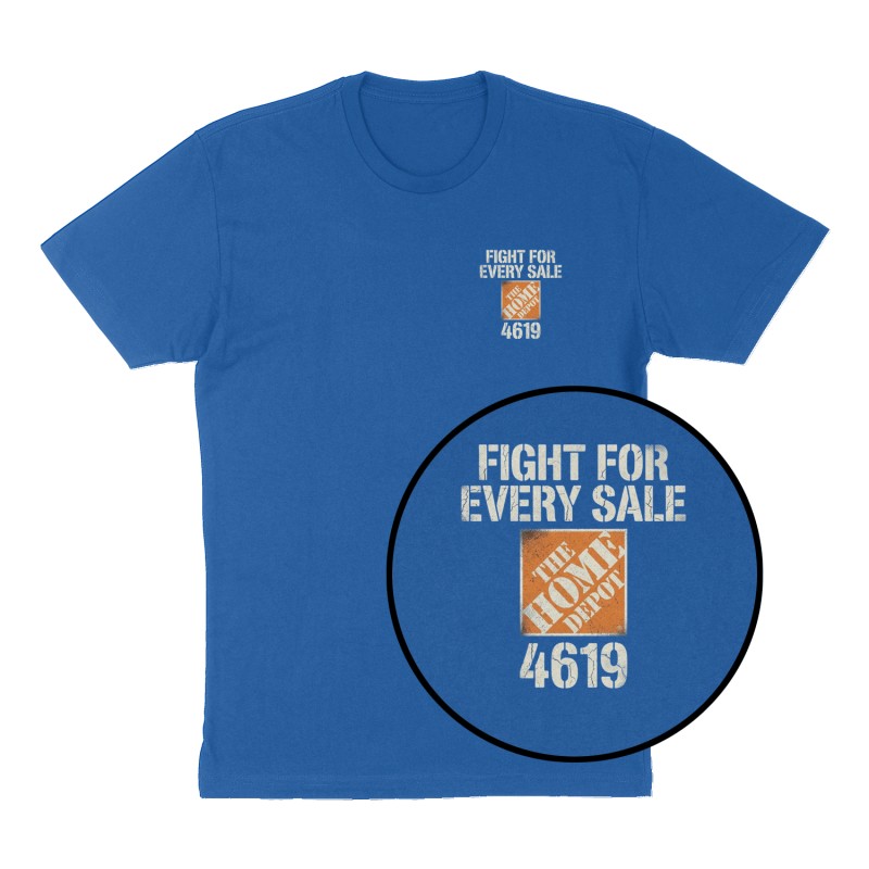 Custom t-shirt: "Fight for every sale ", Left Chest print, royal-blue shirt