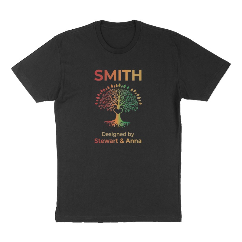 Custom t-shirt: "SMITH", Front print, black shirt