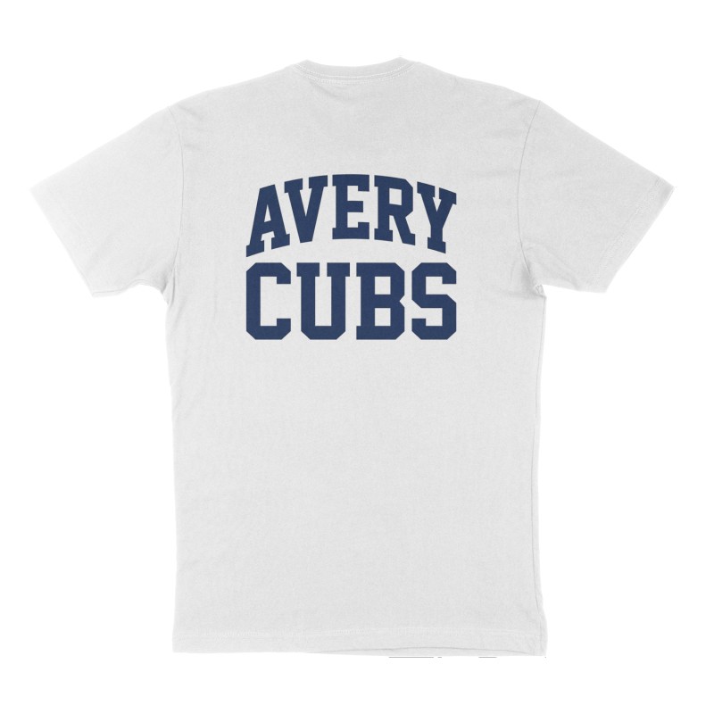 Custom t-shirt: "AVERY CUBS", Back print, white shirt