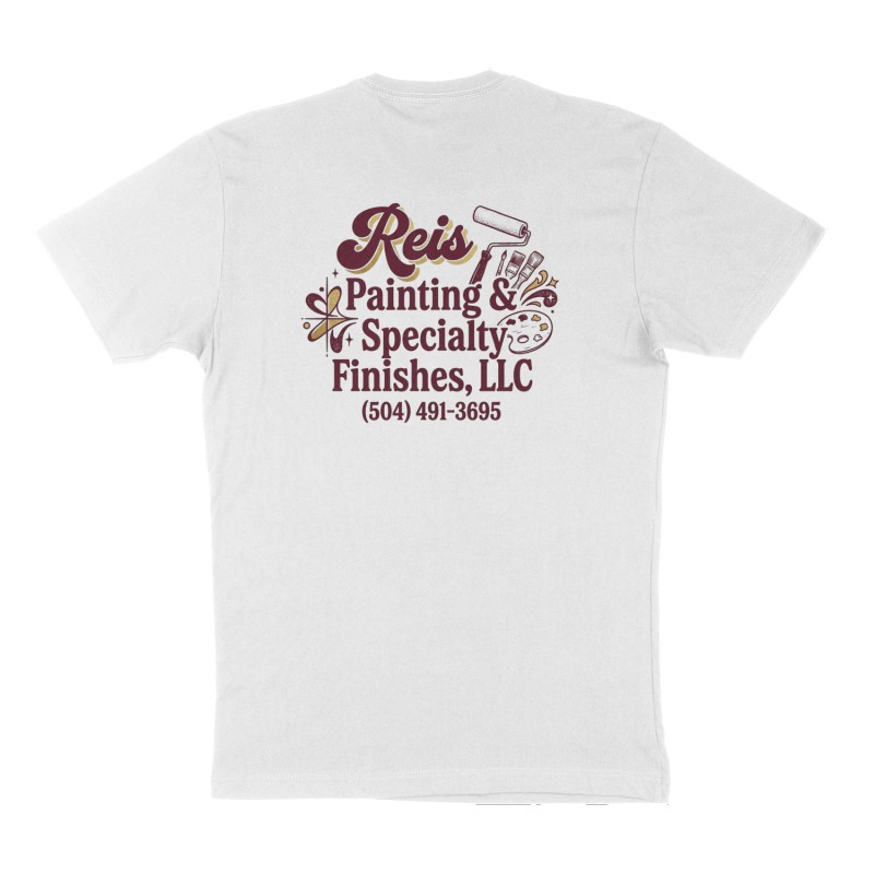 Custom t-shirt: "Reis Painting & Specialty Finishes , LLC", Back print, white shirt