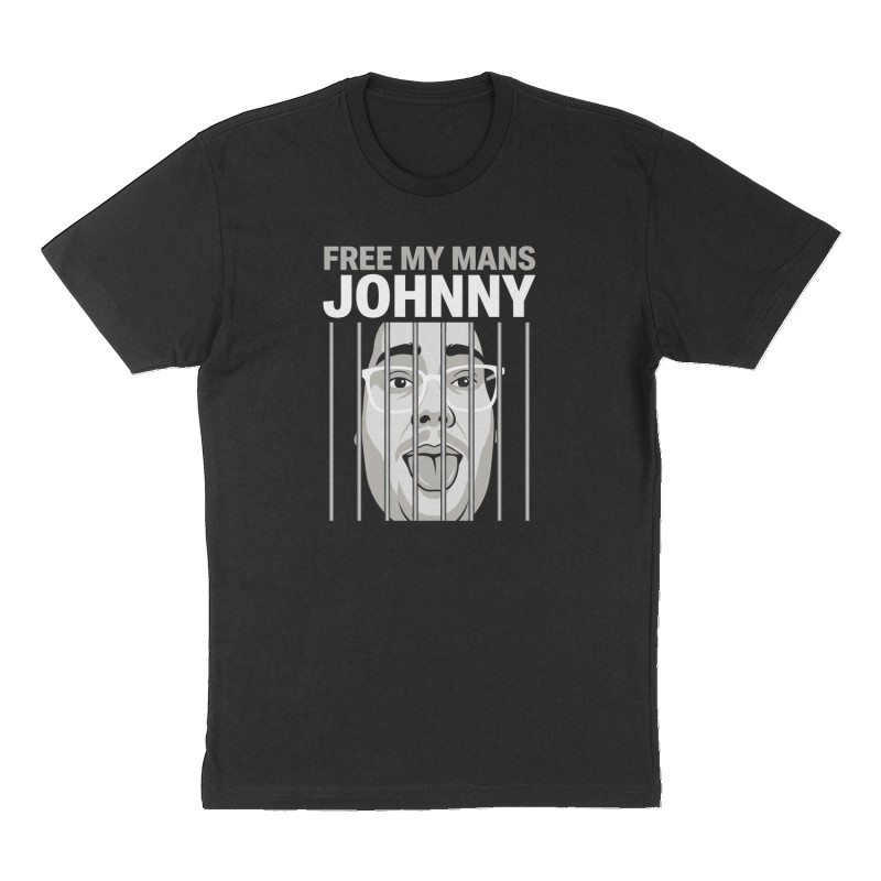 Custom t-shirt: "Free my mans Johnny", Front print, black shirt