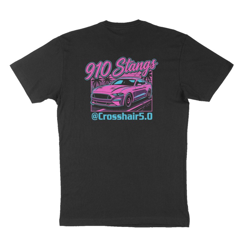 Custom t-shirt: "910 Stangs", Back print, black shirt