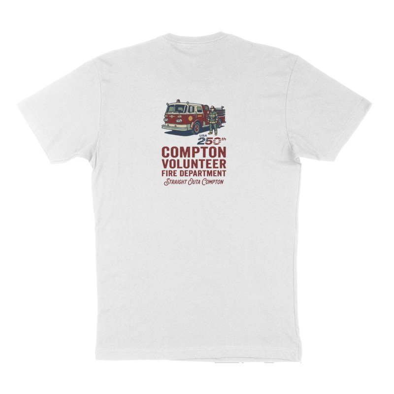 Custom t-shirt: "Compton volunteer fire department ", Back print, white shirt