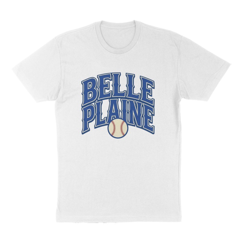 Custom t-shirt: "Belle Plaine", Front print, white shirt