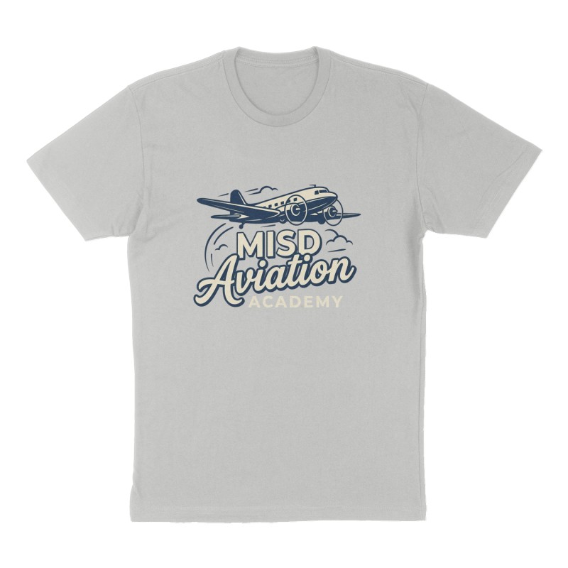 Custom t-shirt: "MISD Aviation Academy", Front print, heather-gray shirt