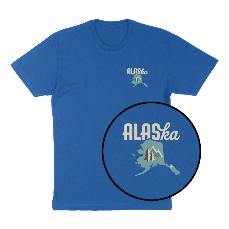 Custom t-shirt: "Alaska", Left Chest print, royal-blue shirt
