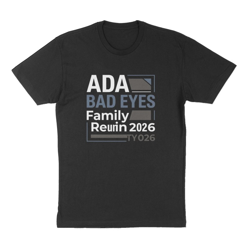 Custom t-shirt: "Ada Bad Eyes Family Reunion 2026", Front print, black shirt