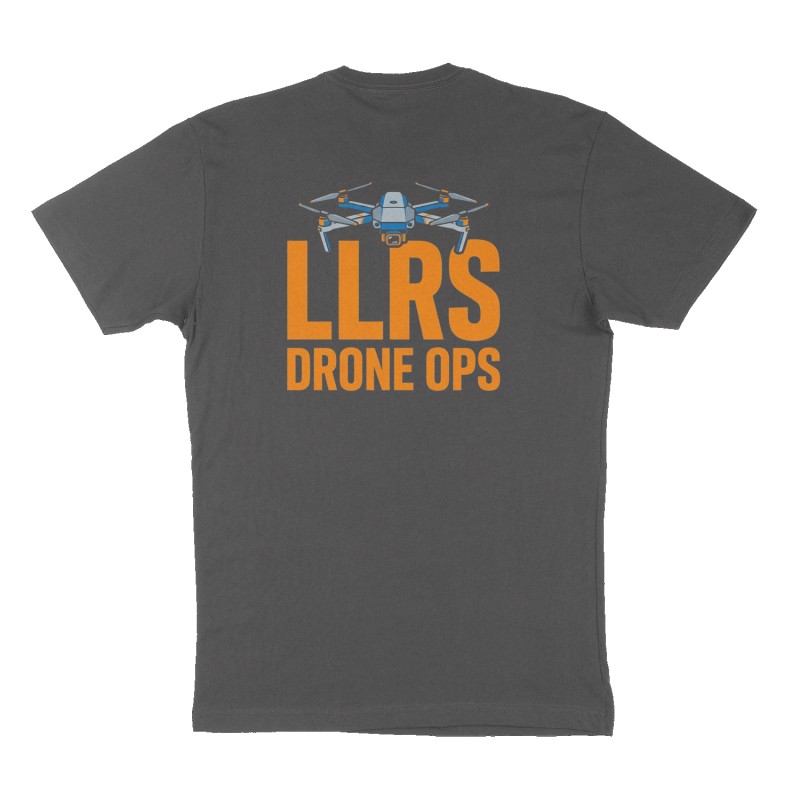 Custom t-shirt: "LLRS", Back print, charcoal shirt