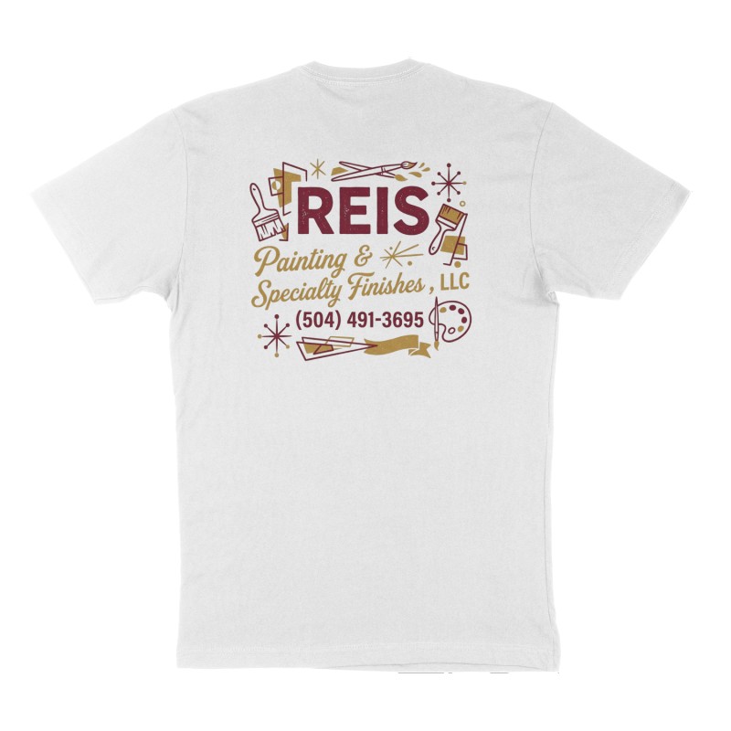 Custom t-shirt: "Reis Painting & Specialty Finishes , LLC", Back print, white shirt
