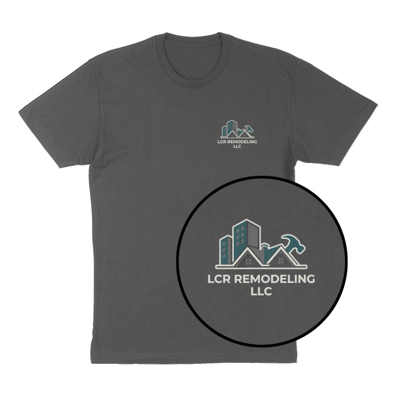 Custom t-shirt: "LCR Remodeling LLC", Left Chest print, charcoal shirt