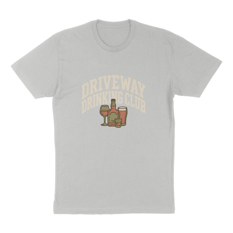 Custom t-shirt: "Driveway Drinking Club", Front print, heather-gray shirt