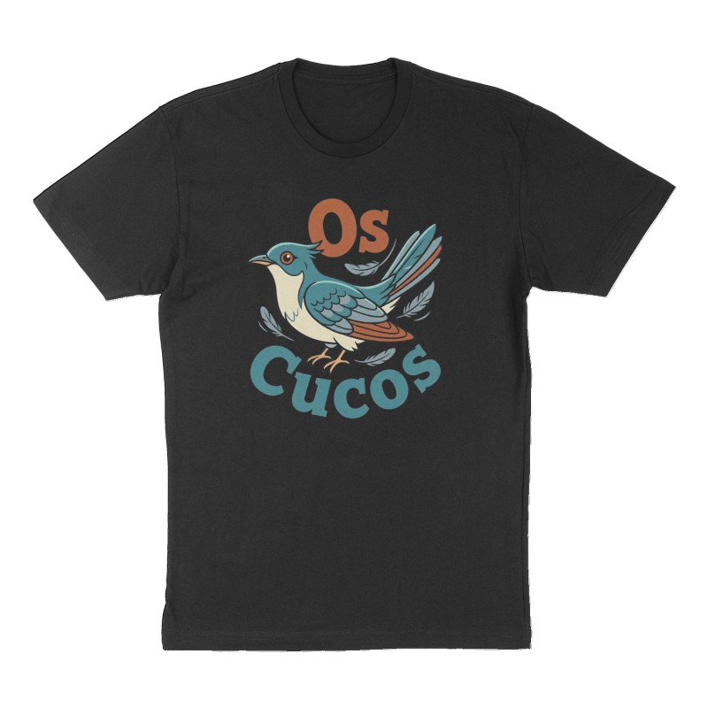 Custom t-shirt: "Os Cucos", Front print, black shirt