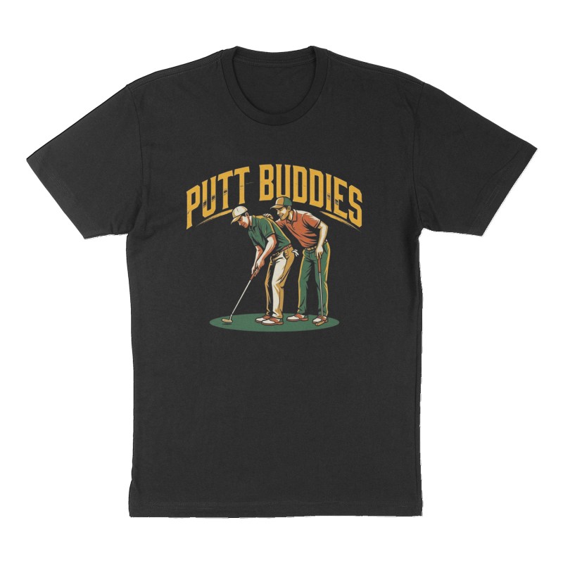 Custom t-shirt: "Putt buddies", Front print, black shirt