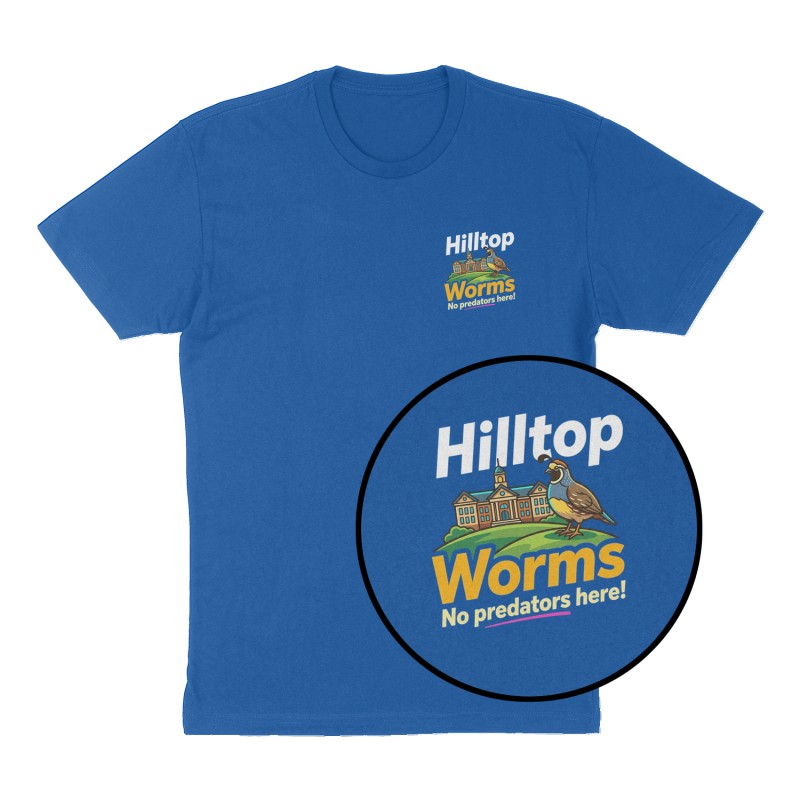 Custom t-shirt: "Hilltop Worms", Left Chest print, royal-blue shirt