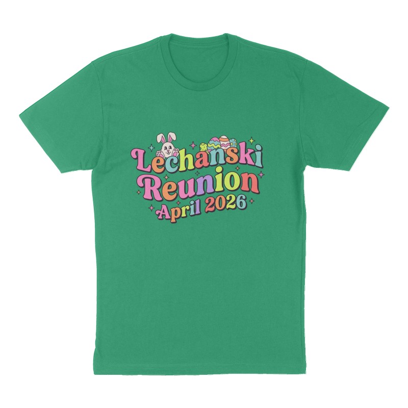 Custom t-shirt: "Lechanski Reunion", Front print, green shirt