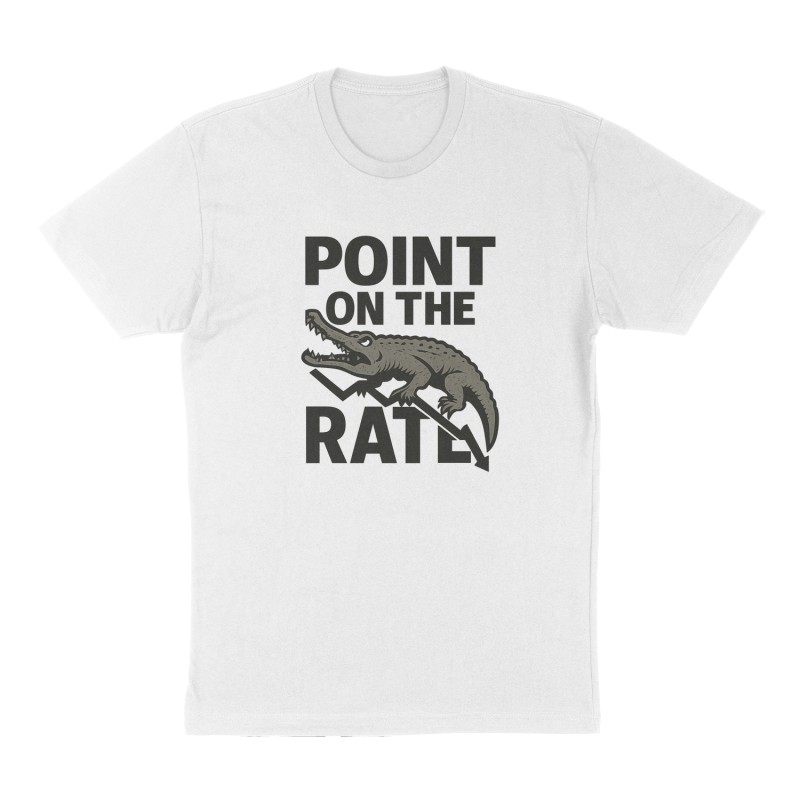 Custom t-shirt: "Point on the Rate", Front print, white shirt