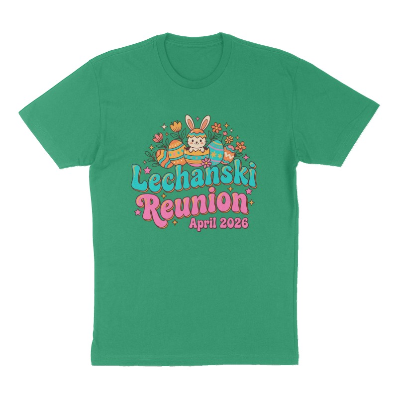 Custom t-shirt: "Lechanski Reunion", Front print, green shirt