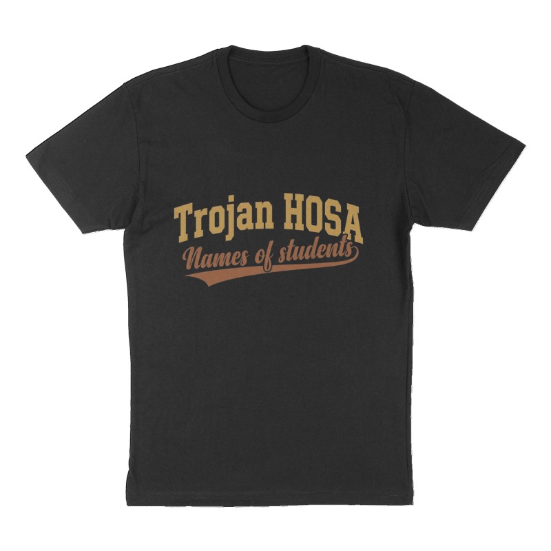 Custom t-shirt: "Trojan HOSA", Front print, black shirt