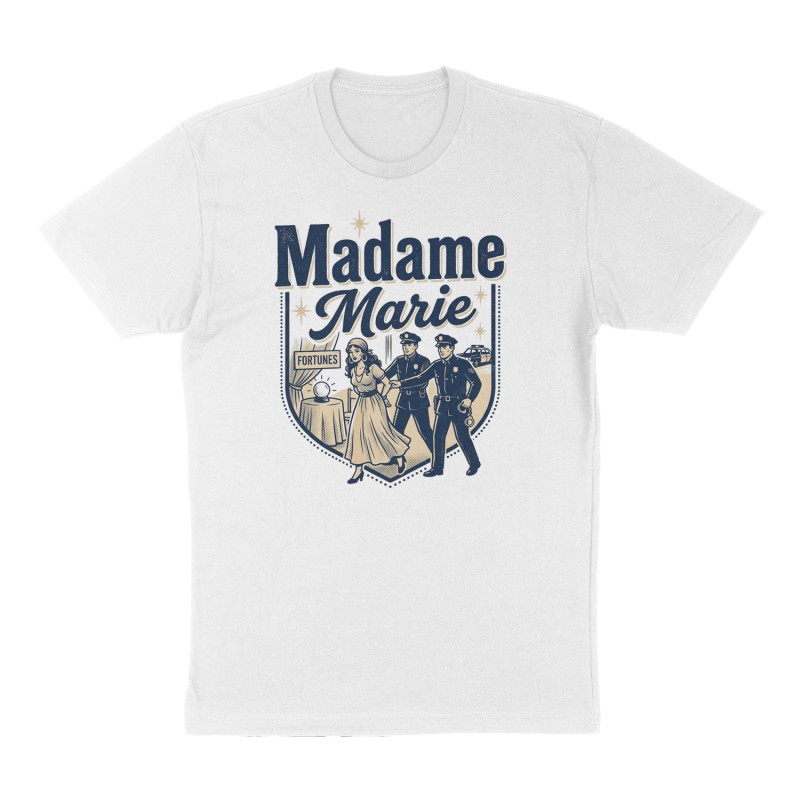 Custom t-shirt: "Madame Marie", Front print, white shirt