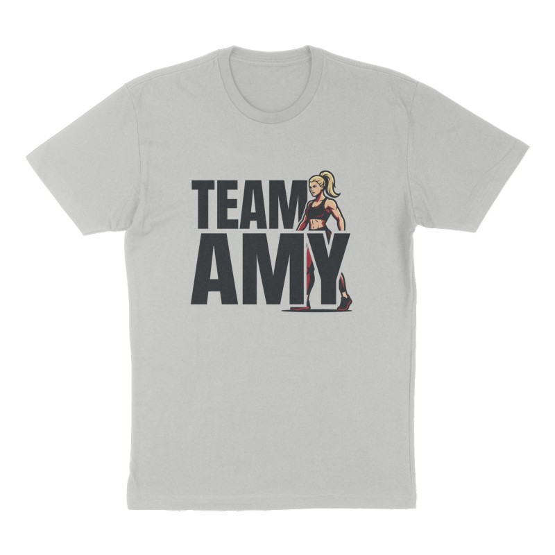 Custom t-shirt: "Team Amy", Front print, heather-gray shirt