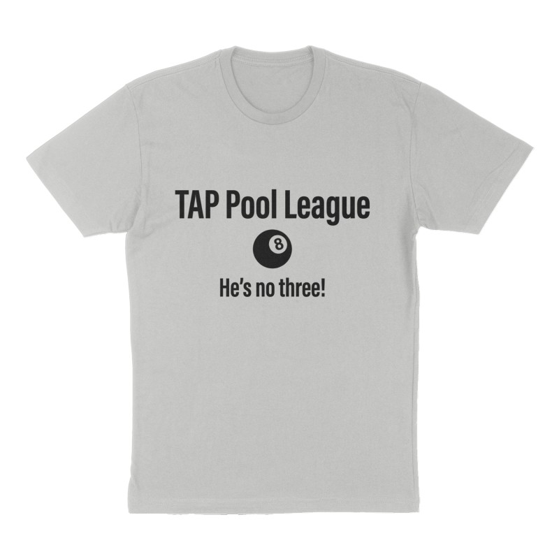 Custom t-shirt: "TAP Pool League", Front print, heather-gray shirt
