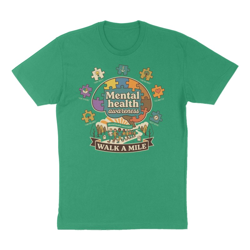 Custom t-shirt: "Mental health awareness ", Front print, green shirt