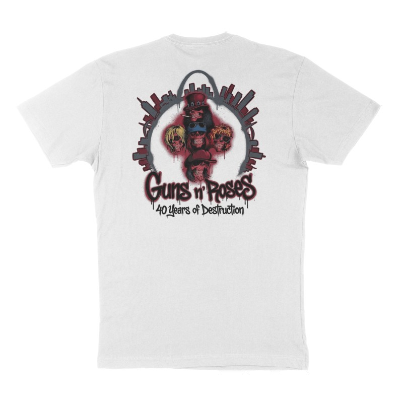 Custom t-shirt: "Guns n Roses", Back print, white shirt