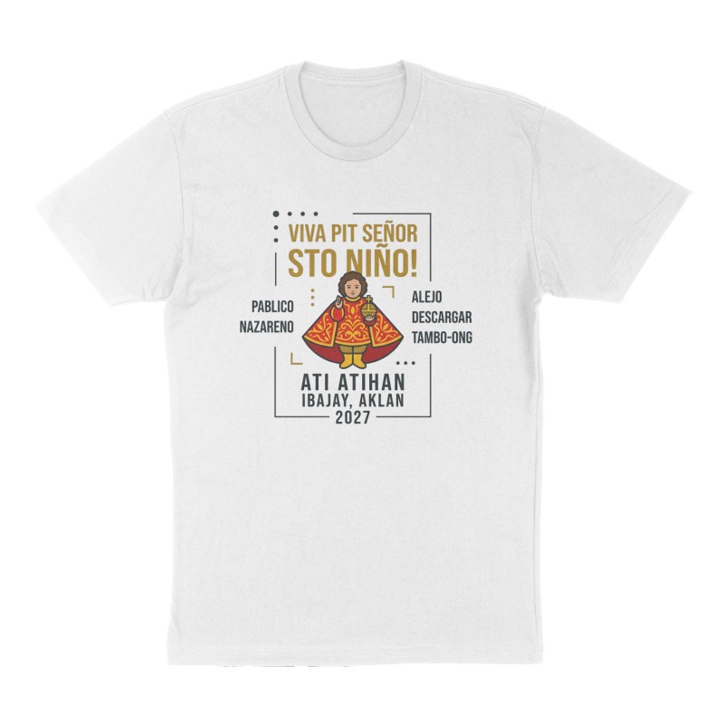 Custom t-shirt: "Viva Pit Señor Sto Niño! ", Front print, white shirt