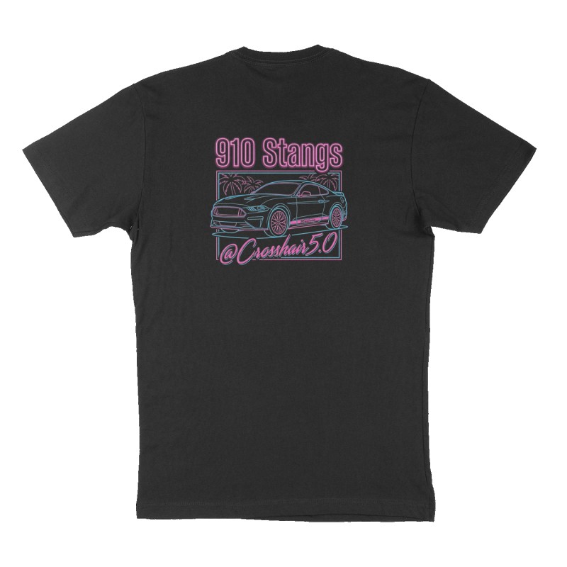 Custom t-shirt: "910 Stangs", Back print, black shirt
