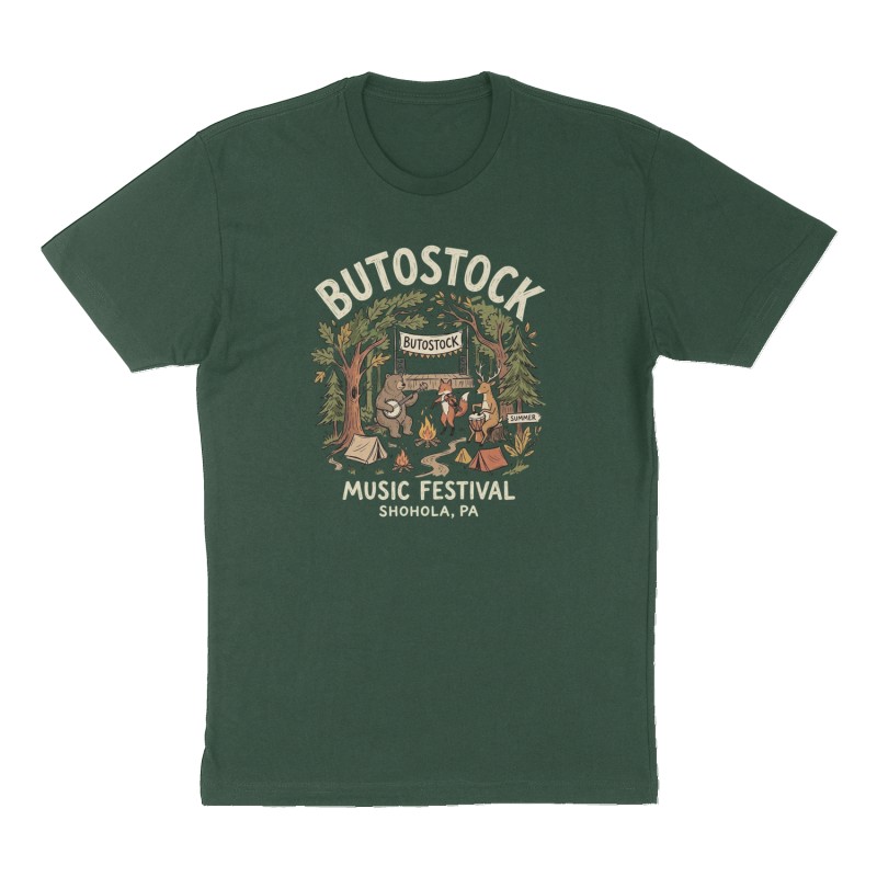Custom t-shirt design, Front print, forest-green shirt