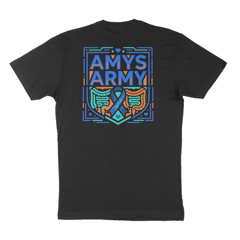 Custom t-shirt: "Amys Army", Back print, black shirt