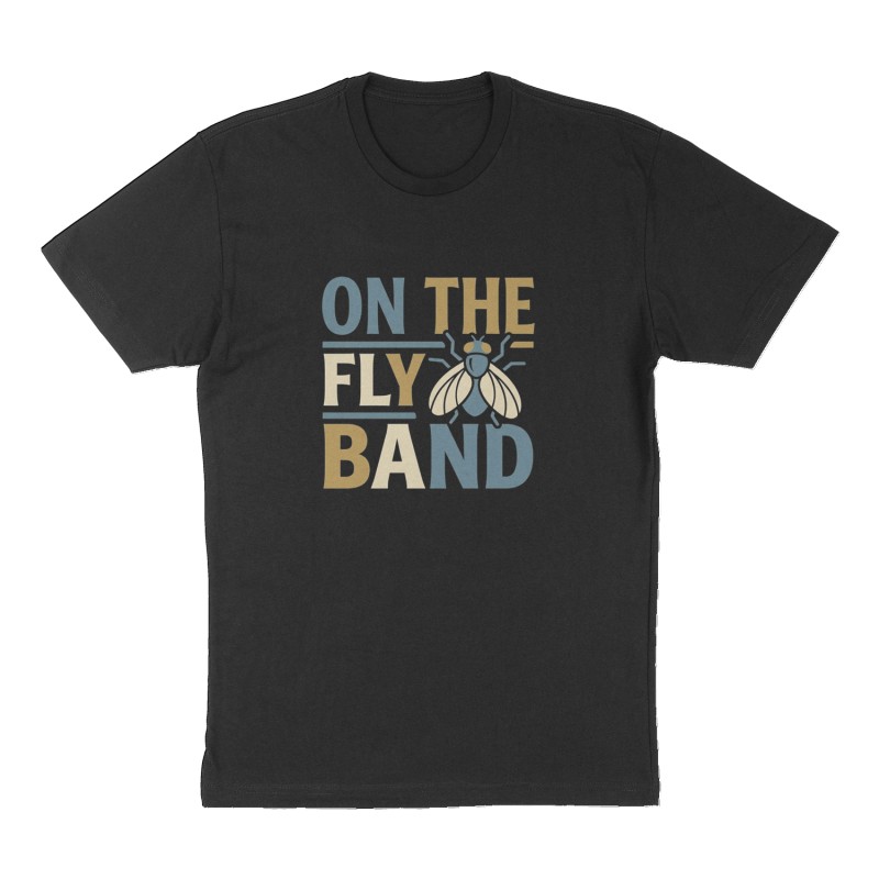 Custom t-shirt: "On the fly band ", Front print, black shirt