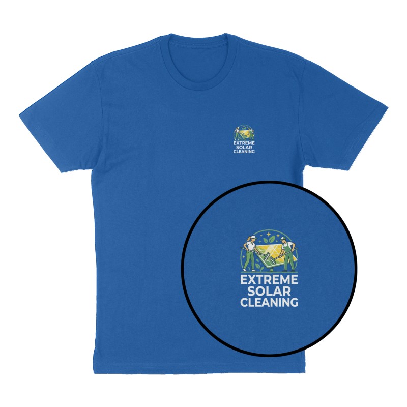 Custom t-shirt: "Extreme solar cleaning ", Left Chest print, royal-blue shirt