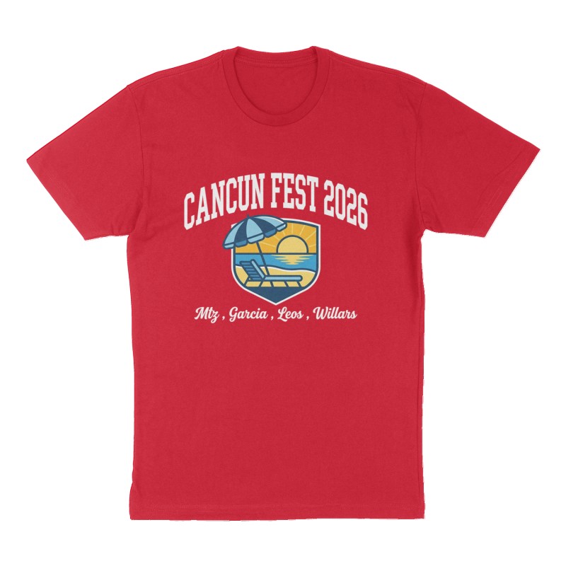 Custom t-shirt: "Cancun Fest 2026 ", Front print, red shirt
